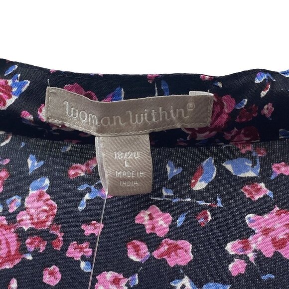 Woman Within Boho Blouse  Size 18/20 Tunic Top Black Wine Floral Rayon NWT Long - Picture 5 of 10